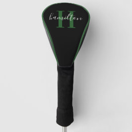 Stijlvolle Groene Monogram Naam Initiaal Golfheadcover