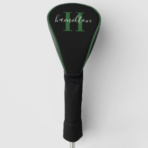 Stijlvolle Groene Monogram Naam Initiaal Golfheadcover