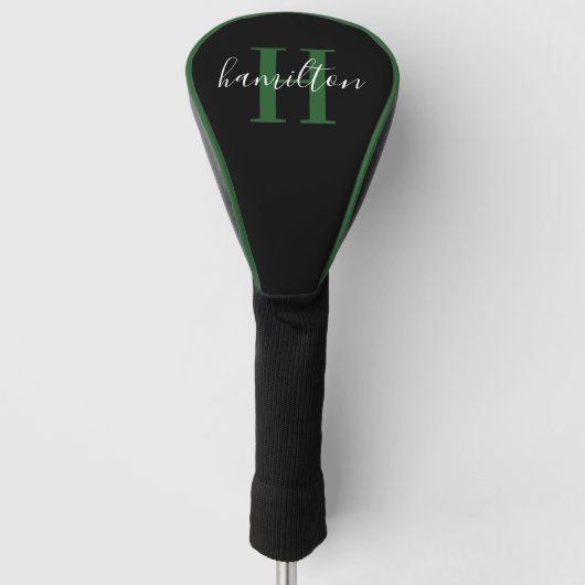 Stijlvolle Groene Monogram Naam Initiaal Golfheadcover (Voorkant)