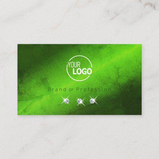 Stijlvolle groene mousserende diamanten met Logo Visitekaartje (Voorkant)