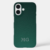 Stijlvolle groene namaakleer witte monogram initia Case-Mate iPhone case (Achterkant)
