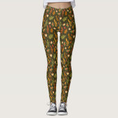 Stijlvolle groene & Oranje bladpatroon Leggings (Voorkant)