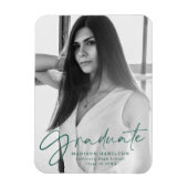 Stijlvolle groene Script Afstuderen Aankondigingsf Magneet (Verticaal)