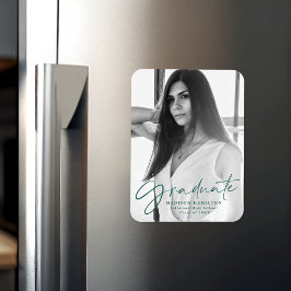 Stijlvolle groene Script Afstuderen Aankondigingsf Magneet