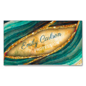 Stijlvolle groene smaragdkunst faux goudglitter magnetisch visitekaartje (Voorkant)