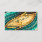 Stijlvolle groene smaragdkunst faux goudglitter visitekaartje (Voorkant)