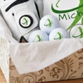 Stijlvolle groene swing met naam Vaderdag Golfballen
