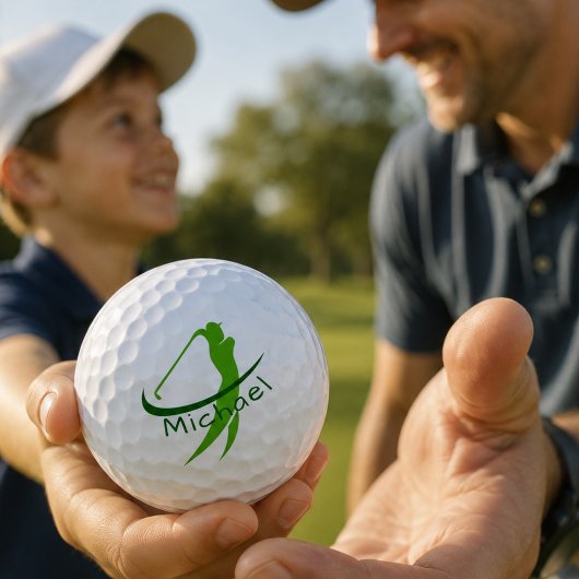Stijlvolle groene swing met naam Vaderdag Golfballen