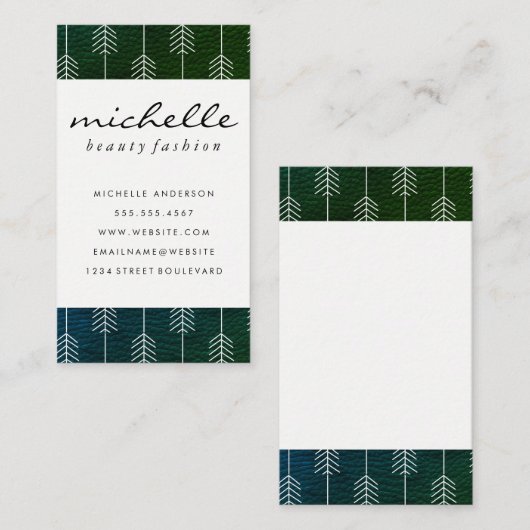 Stijlvolle groene trim / pijlen visitekaartje (Voorkant / Achterkant)