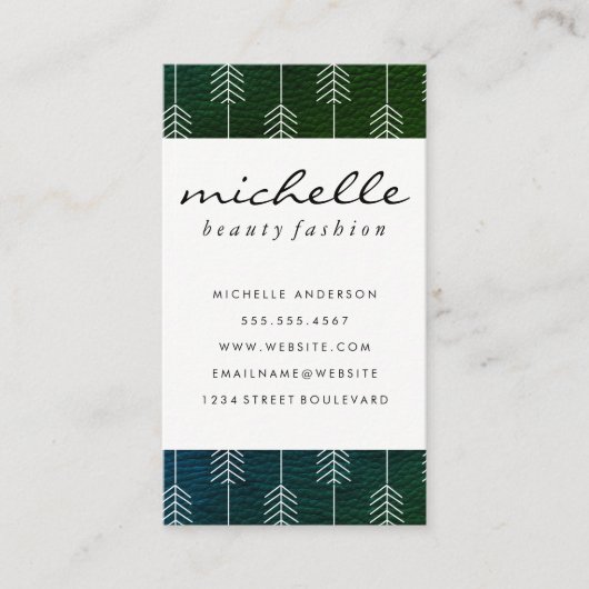 Stijlvolle groene trim / pijlen visitekaartje (Voorkant)