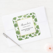 Stijlvolle groene tropische bladeren Patroonbusine Vierkante Sticker (Envelop)