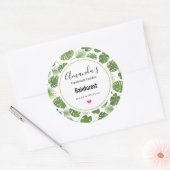 Stijlvolle groene tropische bladerpatroonkaars ronde sticker (Envelop)