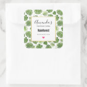 Stijlvolle groene tropische bladerpatroonkaars vierkante sticker (Tas)