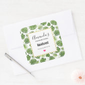 Stijlvolle groene tropische bladerpatroonkaars vierkante sticker (Envelop)
