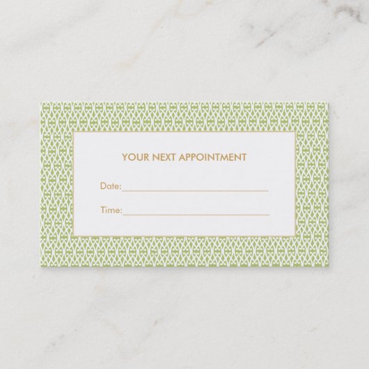 Stijlvolle groene vaktaal Salon Appointcard Afsprakenkaartje (Voorkant)