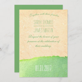 Stijlvolle groene Waterverf bruiloft-uitnodigingen Kaart