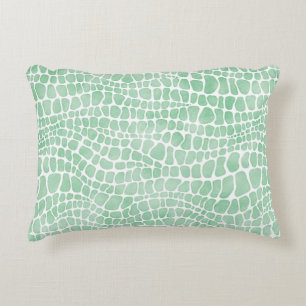 Stijlvolle groene Waterverf Krokodile Skin Pattern Accent Kussen