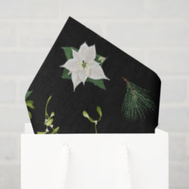 Stijlvolle groene witte bloemmotief zwarte bloemen tissuepapier