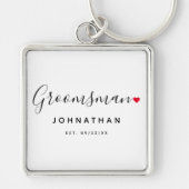 Stijlvolle Groomsman bruiloft Sleutelhanger (Voorkant)