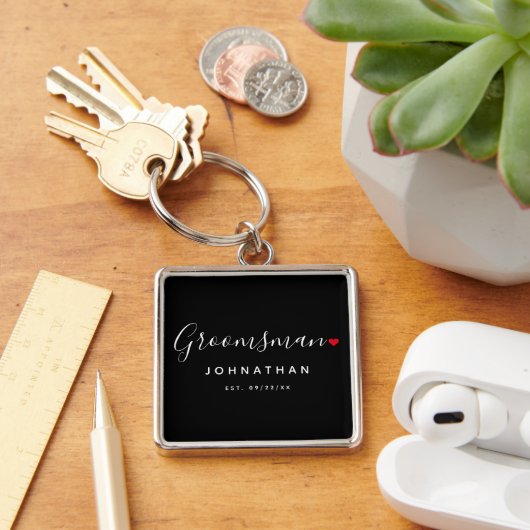Stijlvolle Groomsman bruiloft Sleutelhanger (Bureau)