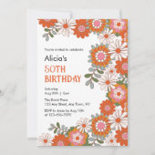 Stijlvolle Groovy Hippie Bloem & Blad Verjaardag Kaart (Voorkant)