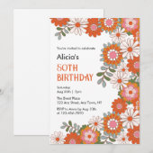 Stijlvolle Groovy Hippie Bloem & Blad Verjaardag Kaart (Voorkant / Achterkant)