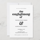 Stijlvolle Groovy Retro Zwart Wit Verlovingsfeest Kaart (Voorkant)