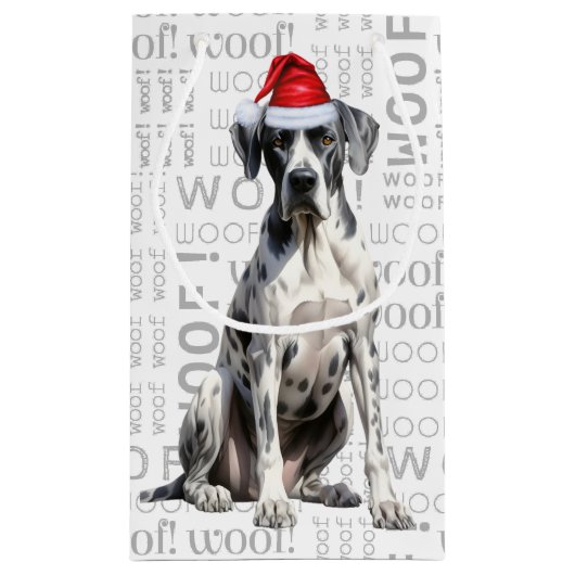Stijlvolle Grote Deen en Woof Word Art Kerstmis Klein Cadeauzakje (Achterkant)