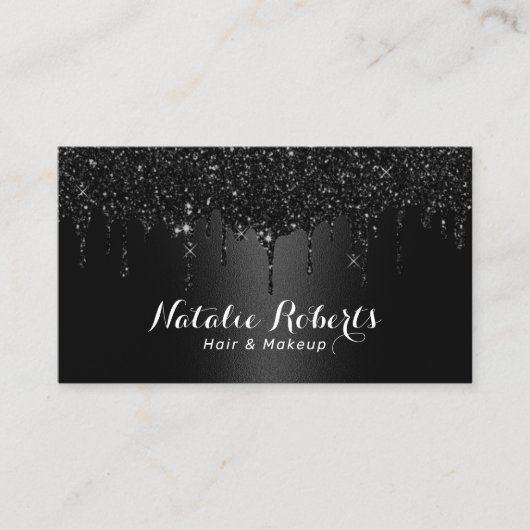 Stijlvolle haarschermafdrukken - zwarte grijsrieme visitekaartje (Voorkant)