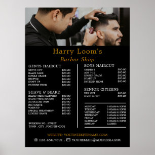 Stijlvolle haarstijl, prijslijst voor herenkapper poster