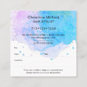 Stijlvolle Haarstylist Appointment Waterverf Splas Vierkante Visitekaartje (Achterkant)