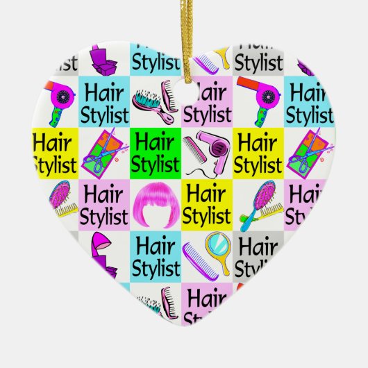 STIJLVOLLE HAARSTYLIST KERSTORNAMENT KERAMISCH ORNAMENT (Voorkant)