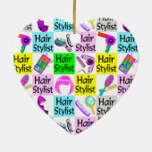 STIJLVOLLE HAARSTYLIST KERSTORNAMENT KERAMISCH ORNAMENT (Achterkant)