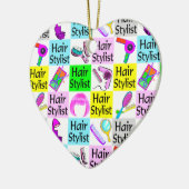 STIJLVOLLE HAARSTYLIST KERSTORNAMENT KERAMISCH ORNAMENT (Links)