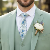 Stijlvolle halsdoek met blauwe en groene bloemkuns stropdas