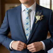 Stijlvolle halsdoek met blauwe en groene bloemkuns stropdas