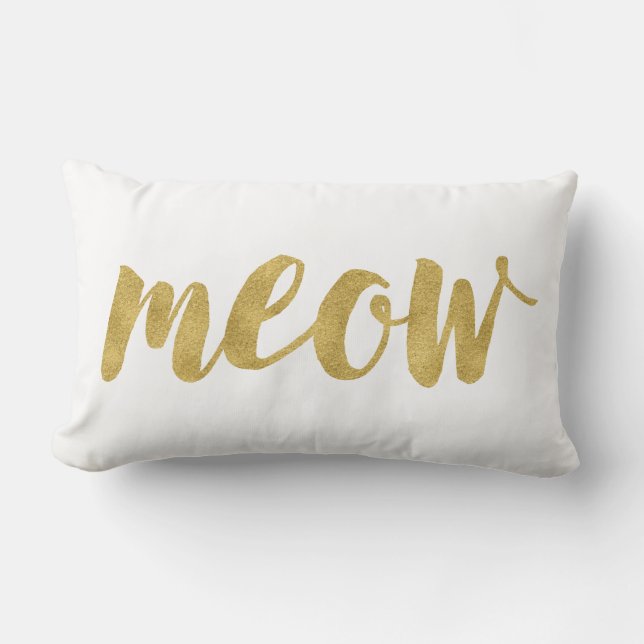 Stijlvolle hand geletterd miauw kat decoratief kussen (Voorkant)