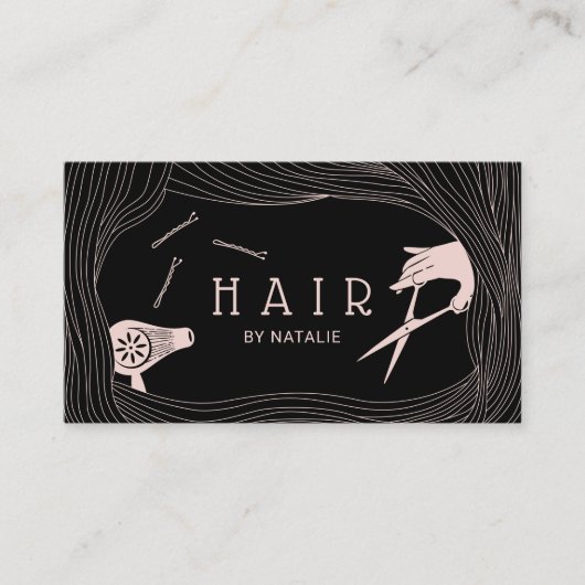 Stijlvolle hand getekende haarhaarklop Lijst Cute  Visitekaartje (Voorkant)