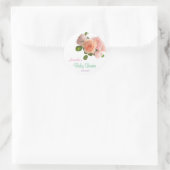 Stijlvolle Hand Script Baby shower Waterverf Flowe Ronde Sticker (Tas)