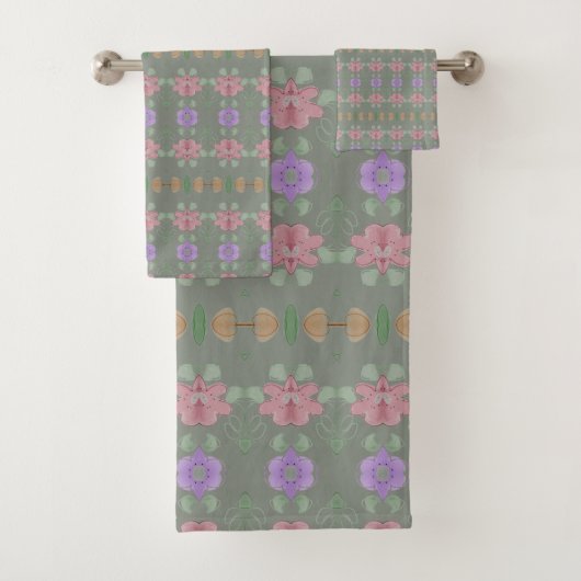 Stijlvolle handdoek set met grijs groen (Insitu)