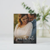 Stijlvolle handgeschreven foto Save the Date Brief Aankondigingskaart (Staand voorkant)