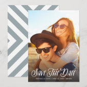 Stijlvolle handgeschreven foto slaat de datum op save the date (Voorkant / Achterkant)