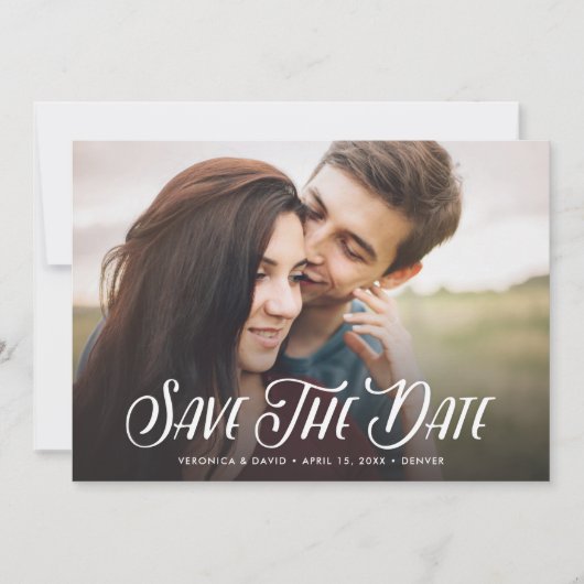 Stijlvolle handgeschreven foto slaat de datum op save the date (Voorkant)