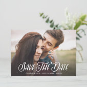Stijlvolle handgeschreven foto slaat de datum op save the date (Staand voorkant)