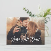 Stijlvolle handgeschreven foto slaat de datum op save the date (Staand voorkant)