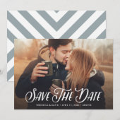 Stijlvolle handgeschreven foto slaat de datum op save the date (Voorkant / Achterkant)