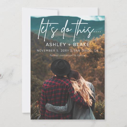 Stijlvolle handgeschreven kalligrafie Sparen de Da Save The Date (Voorkant)