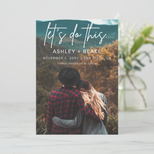 Stijlvolle handgeschreven kalligrafie Sparen de Da Save The Date (Staand voorkant)