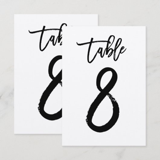 Stijlvolle handgeschreven kraft tafelkaart | Tafel Kaart (Voorkant / Achterkant)