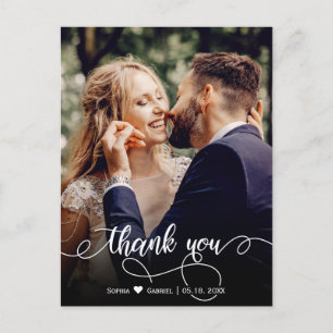 Stijlvolle handgeschreven script bruiloft foto Dan Briefkaart